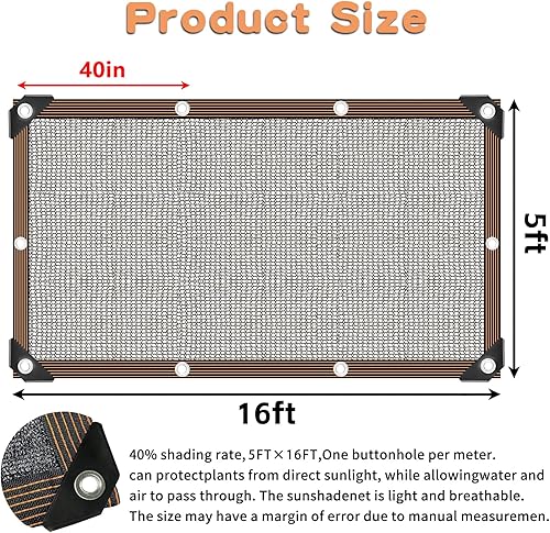Miniatura 16 de Tela de sombra de 12 x 20 pies para plantas de jardín, 40% de protección solar para invernadero al aire libre, patio, césped, plantas, paños