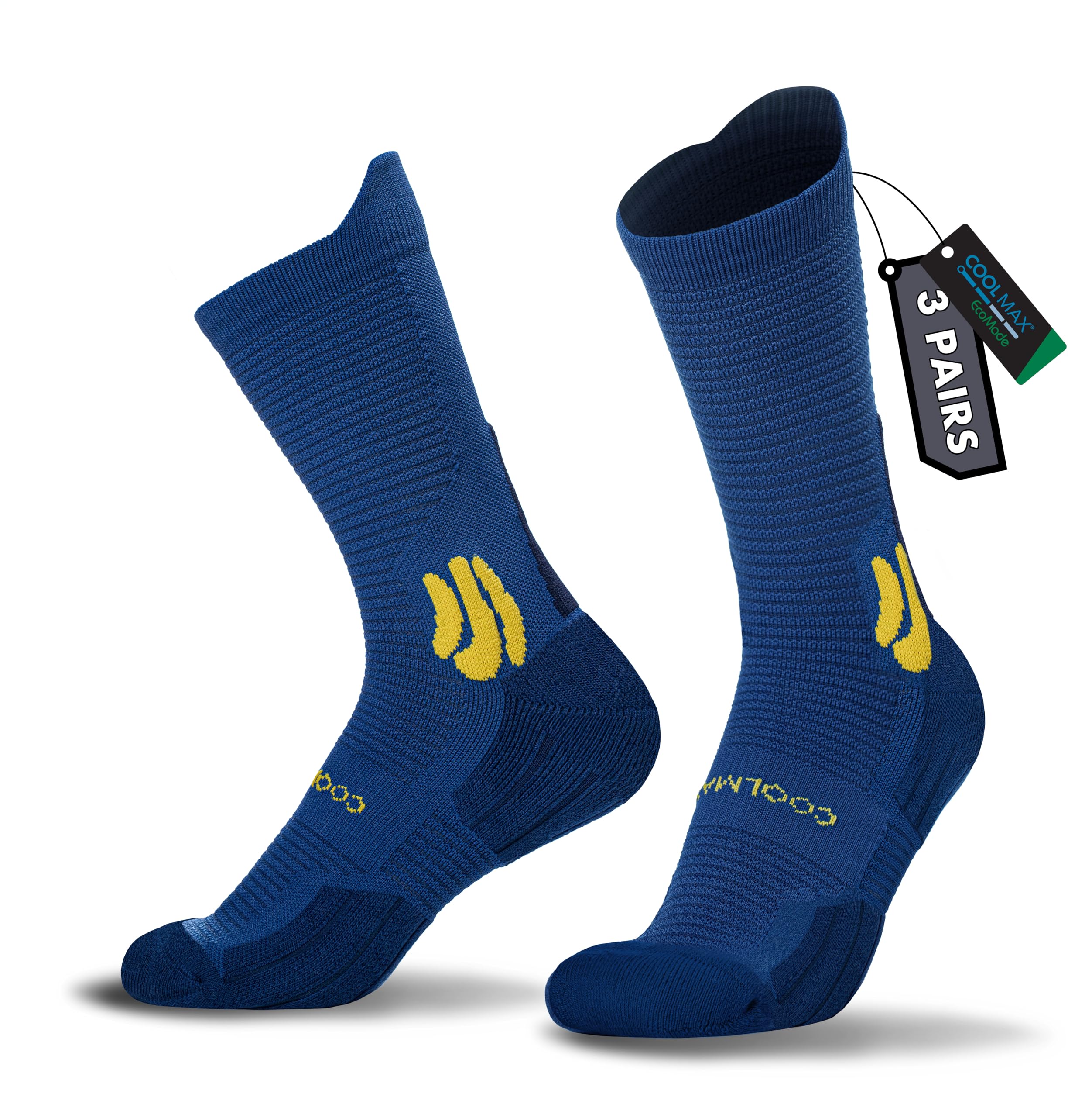 BRISIRA Coolmax Bamboo 3 Paia Calze Running Uomo Calzini Compressione da Corsa Trekking Uomo Con Traspiranti Cuscini di Supporto Anti-Vesciche, Sportivi Taglia 35-51