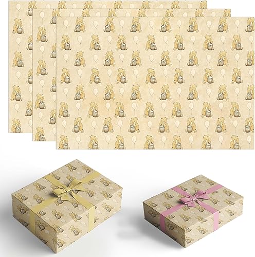Papel de regalo Winnie para baby shower, decoración de cumpleaños de Pooh, papel de regalo Winnie, decoraciones de baby shower Winnie, paquete de 5