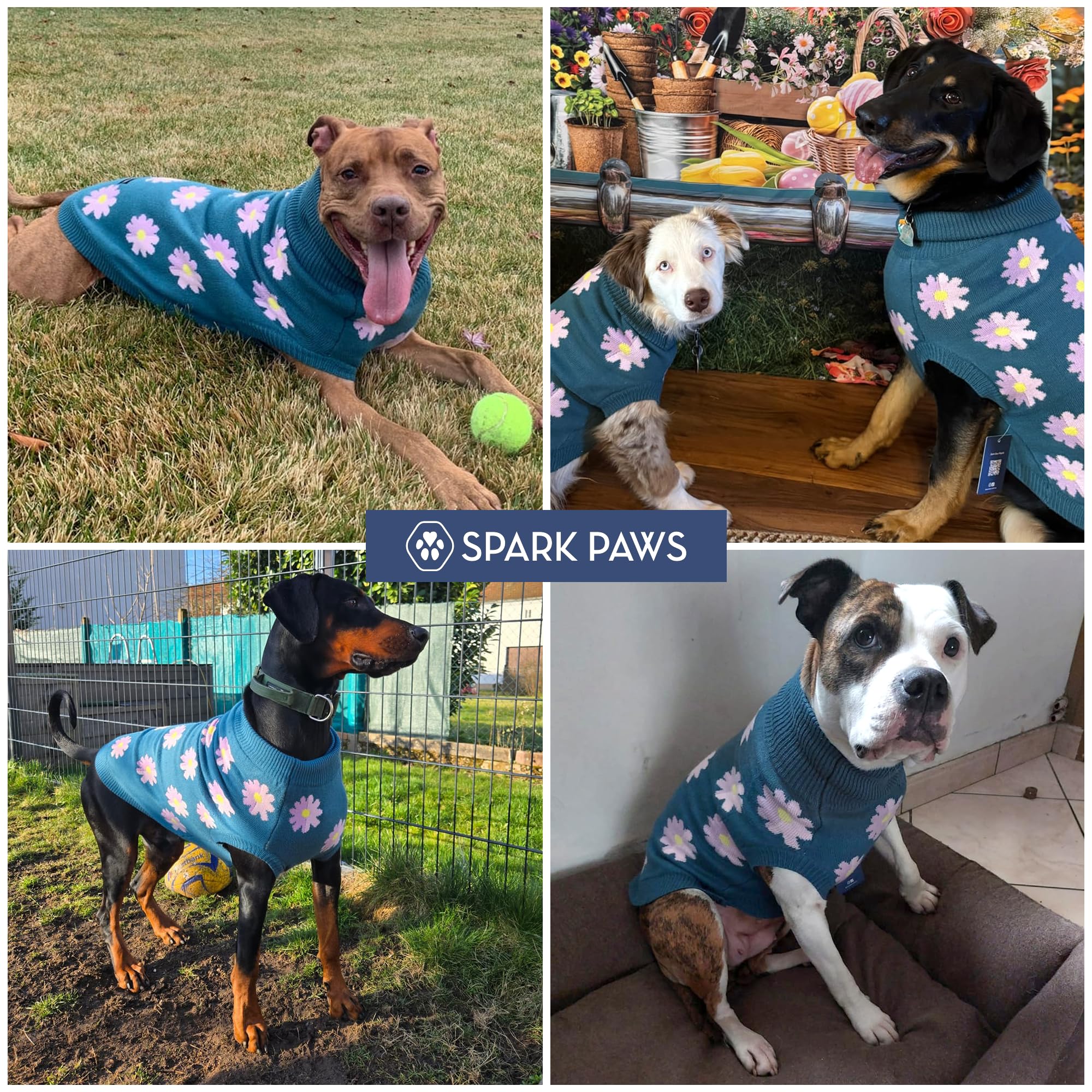 Spark Paws Pull en tricot pour chien | Pull ultra doux pour chiens de petite, moyenne et grande taille pour bouledogues français et grands chiens