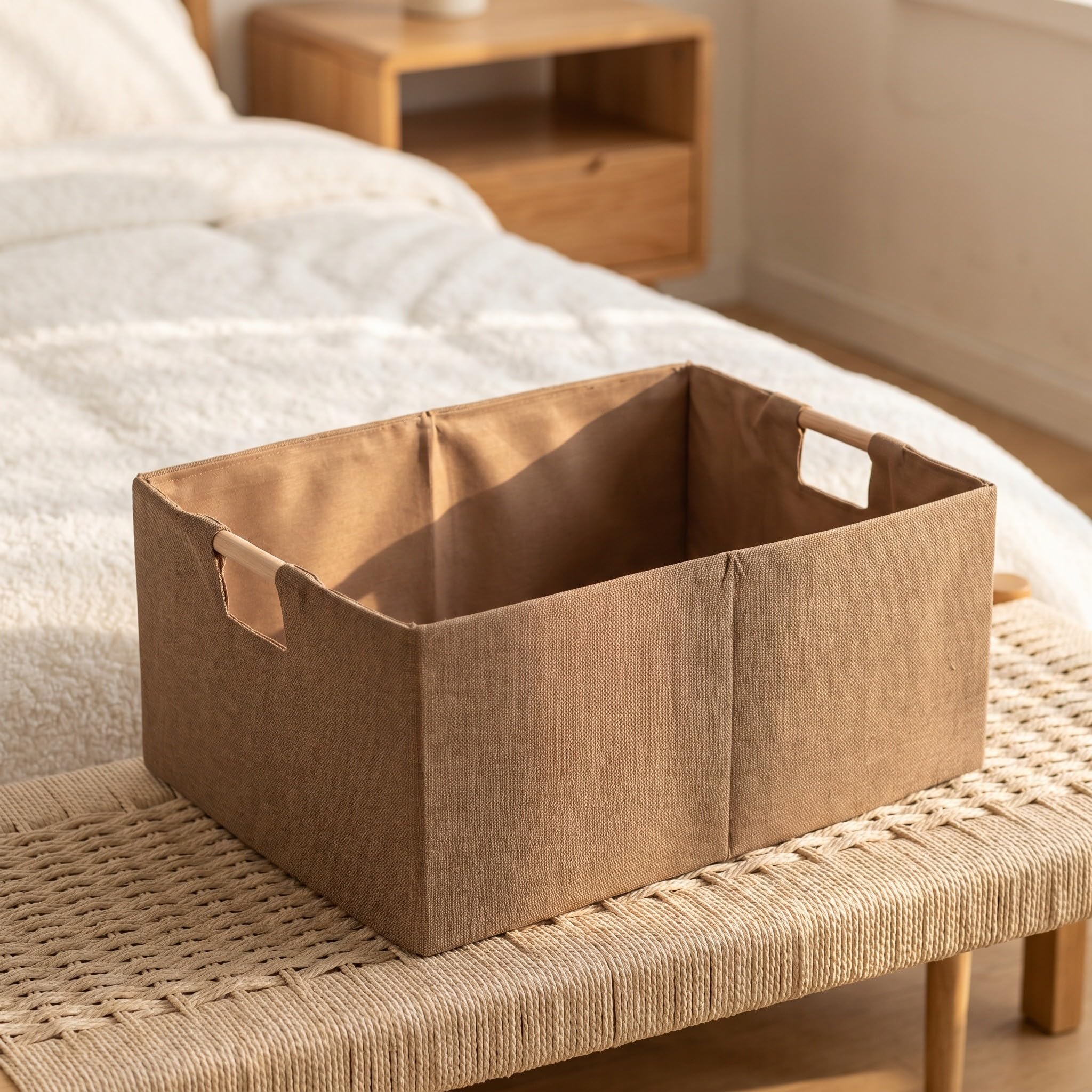 Toddmomy Cesta de almacenamiento de tela con asas laterales, organizador de | Diseño plegable fácil, 17x12", para ropa, sábanas, mantas y juguetes, ideal para armarios, vestidores, dormitorios y