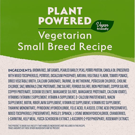 Natural Balance Limited Ingredient Dog Food, Small Breed, Vegetarian, 4 lb