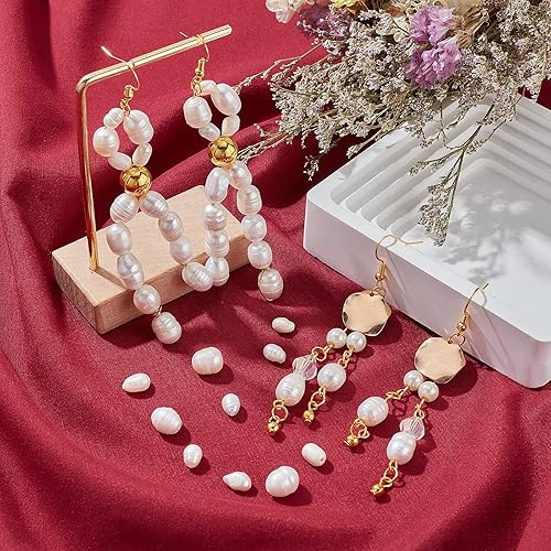 Miniatura 2 de NBEADS Aproximadamente 134 cuentas de perlas de agua dulce, 2 tamaños de perlas cultivadas naturales, forma de arroz, perlas de agua dulce, perlas