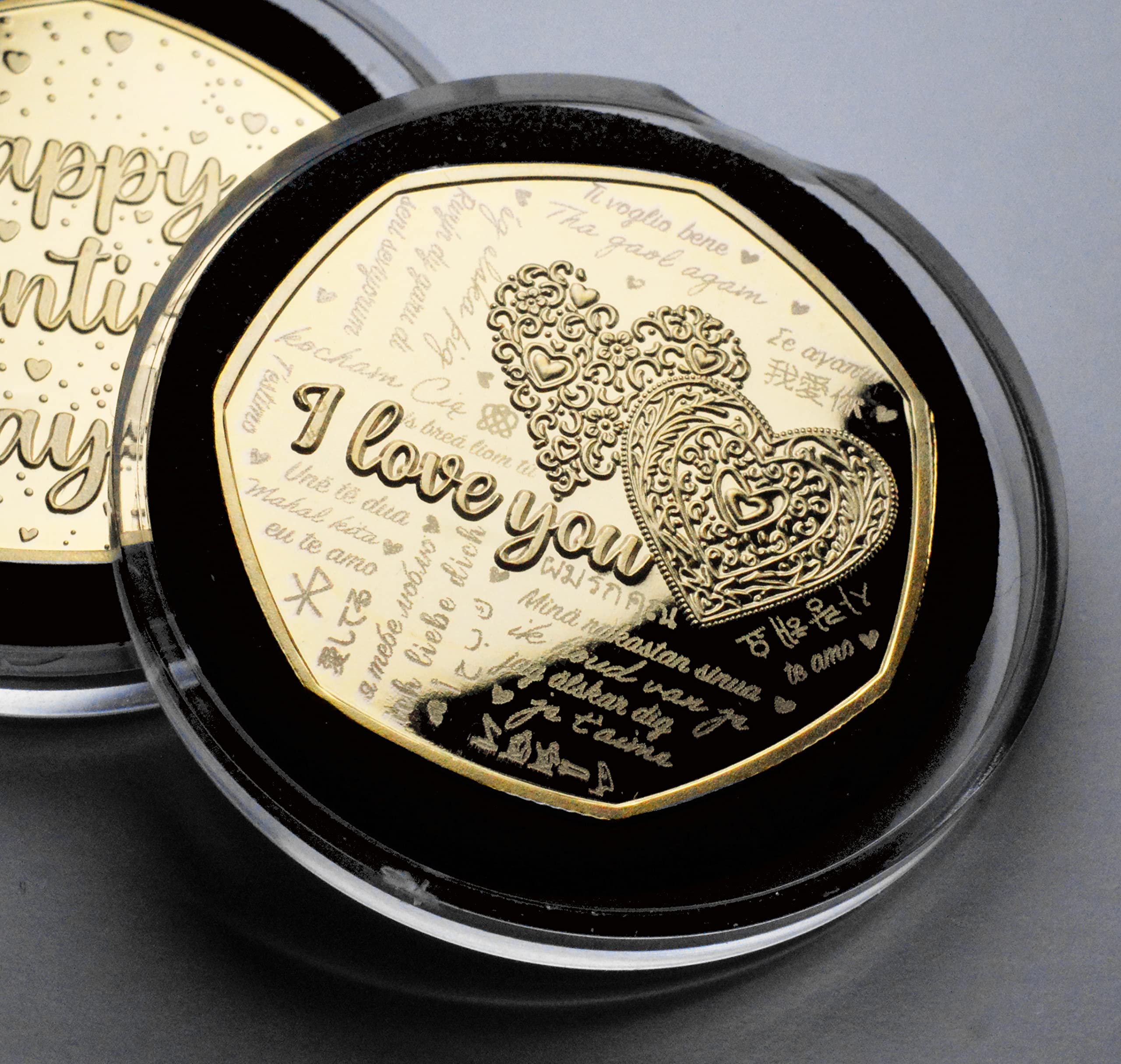 The Commemorative Coin Company Silver Happy Valentine's Day 'I Love You' 24Ct Gold Commemorative In Capsule. Husband/Wife/Girlfriend/Boyfriend/Partner Gift/Present