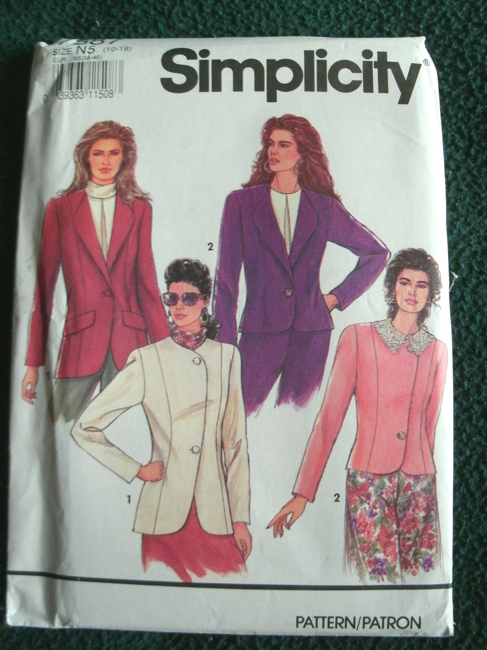 Patron veste doublée femme Simplicity 7387 finitions haute couture