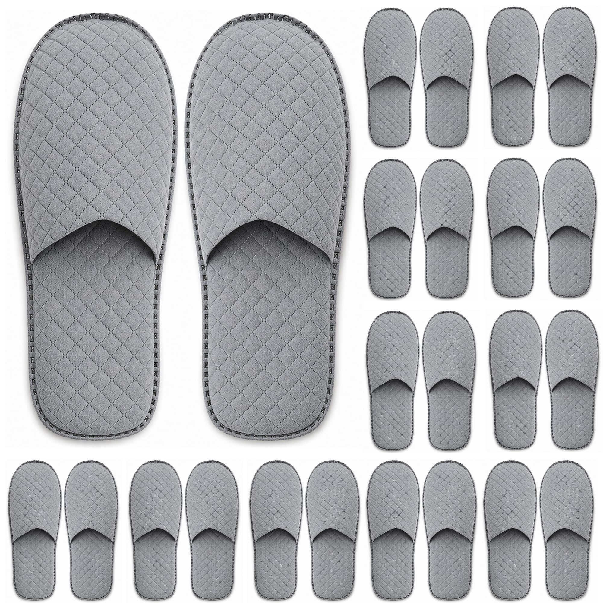 18 Pairs Disposable Travel Slippers, Individually Wrapped Guest Slippers, Soft Hotel Spa Slippers for Travel, Home, Hotel, Beauty Salon, Airbnb, Parties, Gray, 11 x 4.6 Inch