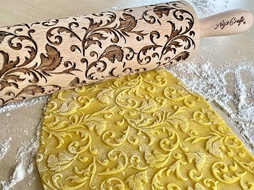 Miniatura 10 de THISTLES Embossing Rolling Pin Laser engraved rolling pin with Thistle flowers Gift for mother friend