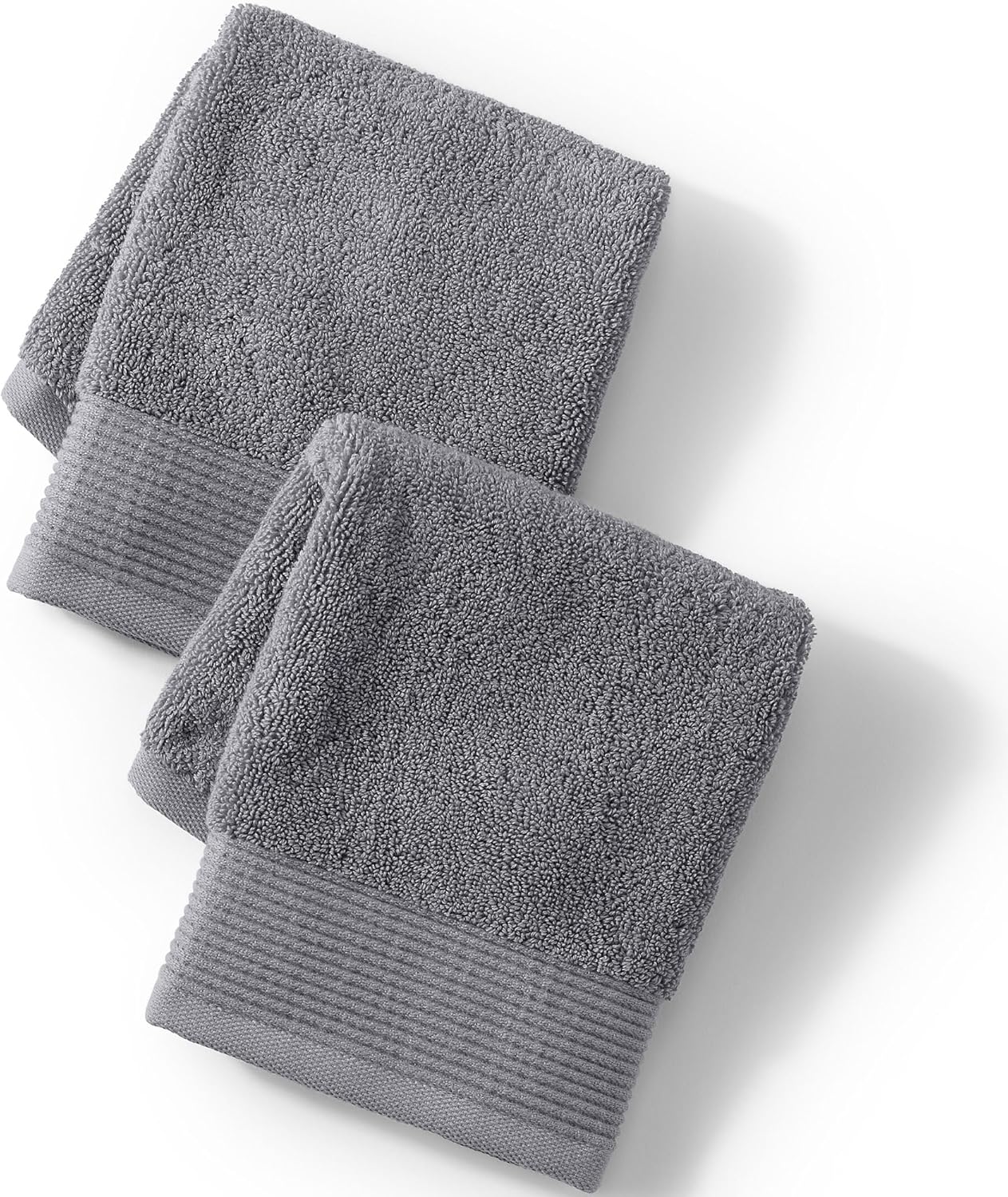 Lands' End Turkish Luxe Towel Rich Steel Washcloth Set