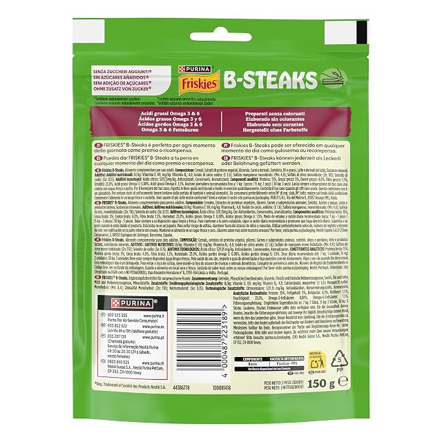 Foto 2 de 3 de Purina Friskies B-Steaks, Snacks, premios, chuches para Perros, 6 Bolsas de 150g