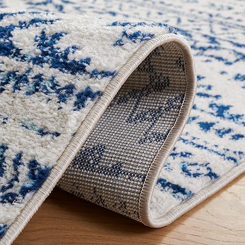 Miniatura 7 de SAFAVIEH Tapete de la colección Tulum de 5 pies 3 pulgadas x 7 pies 6 pulgadas, color marfil y azul marino, diseño tribal bohemio marroquí, no