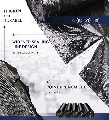 Miniatura 5 de FORID Pequeñas bolsas de basura negras  Bolsas de basura de 4 galones, 220 unidades, forros de plástico fuerte de 15 litros para cocina, baño,