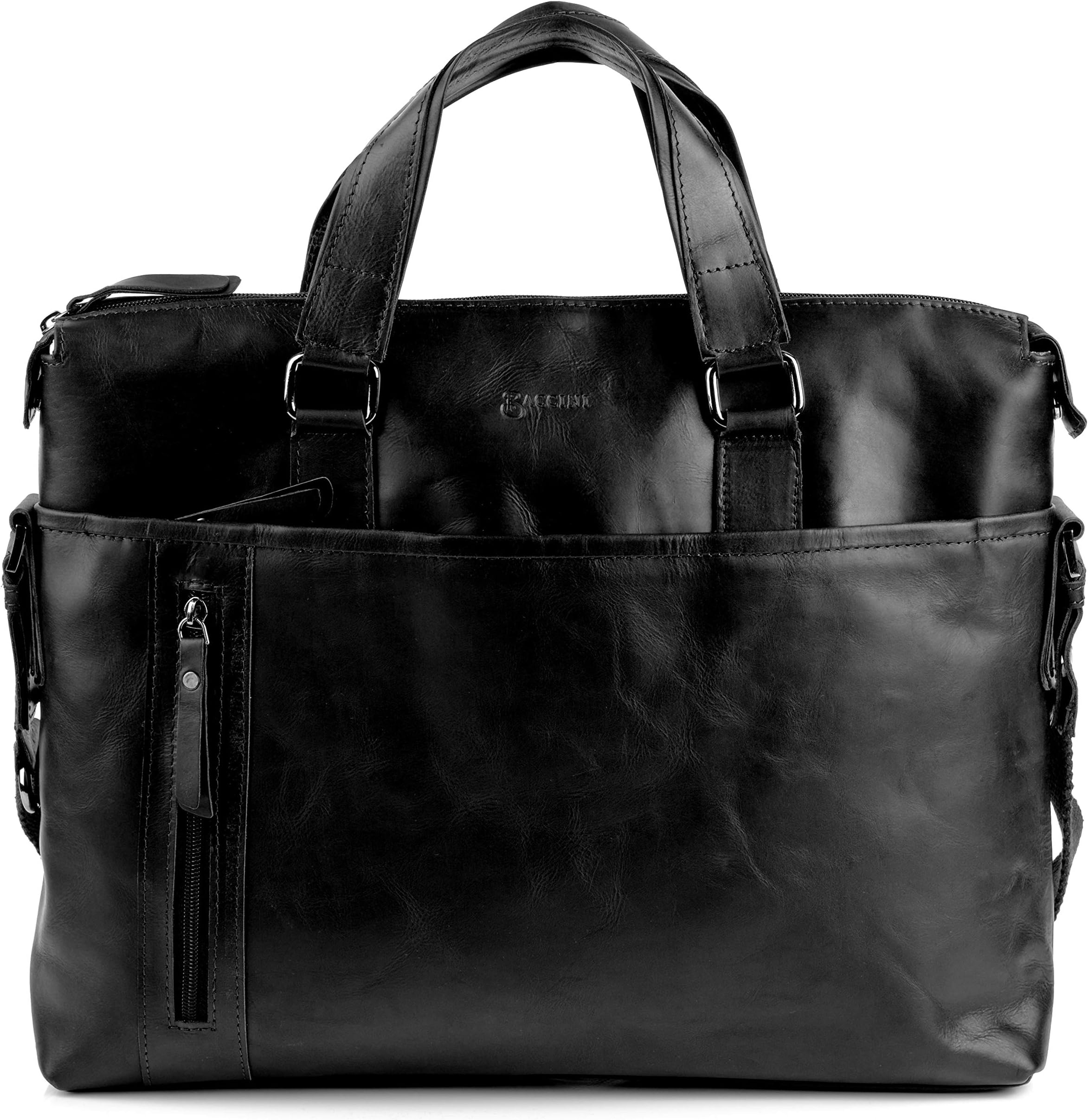 BACCINI laptop bag LEANDRO Large business briefcase real leather 15.4 inch Laptop portable computer satchel leather bag men´s bag