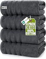Utopia Towels 4-Pack Extra Large Bath Towels 30x60 Grey - 100% Ring Spun Cotton, Highly Absorbent Quick Dry Lightweight Towels