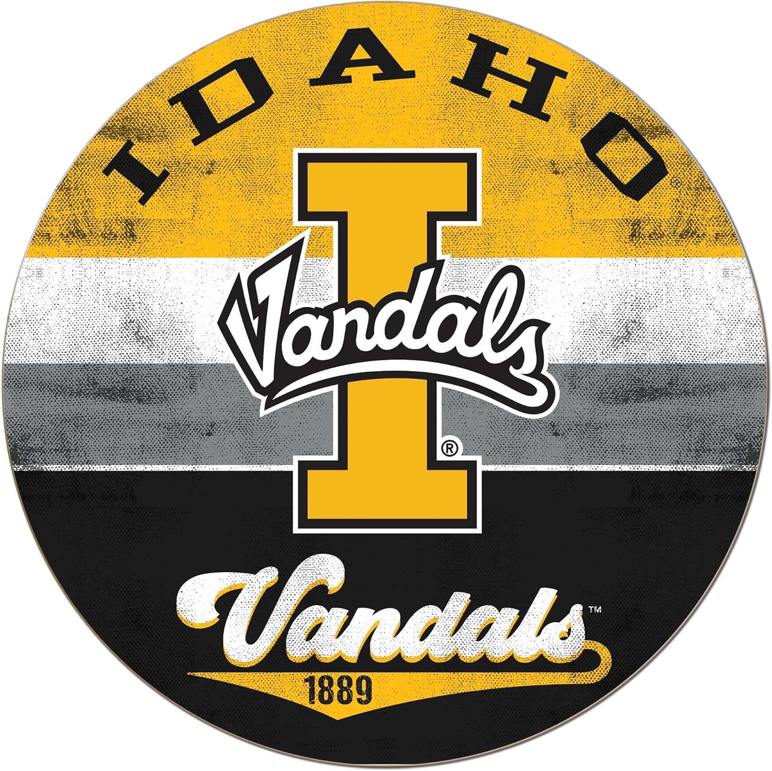 KH Sports Fan Idaho Vandals Multi-Color Retro Circle Sign, 20x20 Inches, Vandals Decor for Dorm, Fan Cave, Living Room; Display Your Team Spirit with This Unique Idaho Vandals Wall Art