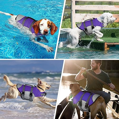 Miniatura 10 de Dogcheer Chaleco salvavidas para perro, tejido Ripstop, reflectante y ajustable, chaleco salvavidas para nadar en lancha, chaleco salvavidas para