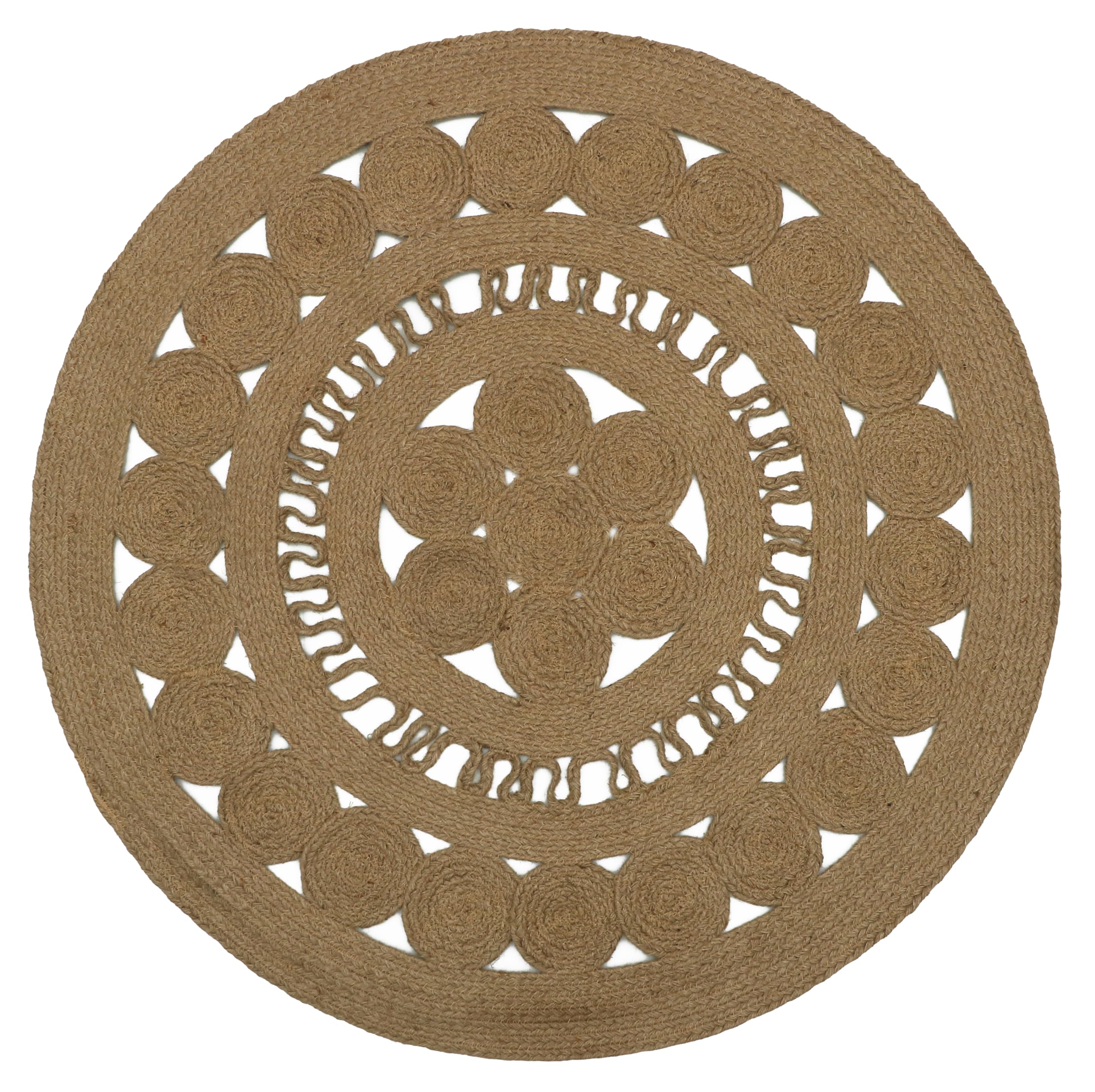 The Home Talk Tapis rond en jute tissé à la main de style rustique ou bohème – Tapis doux et durable – Ajoute de la texture et de la chaleur au salon, à la chambre à coucher, à la salle à manger, à la