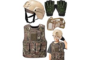 4 PCS Kids Tactical Vest Helmet Gloves Mask for kids 10-12