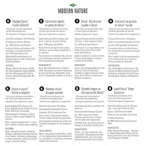 Miniatura 5 de Modern Nature Gotas de sabor a almendras, edulcorante líquido de Stevia Drops - Alternativa de jarabe de café sin azúcar sin calorías - Para café