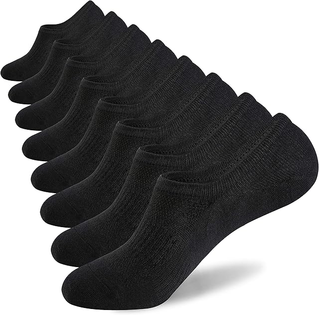 WANDER No Show Socks Mens 8 Pairs Cotton Low Cut Socks Thin Invisible Socks with Anti-Slip Silicone Comfortable Breathable Liner Socks 5.5-8.5/9-11.5