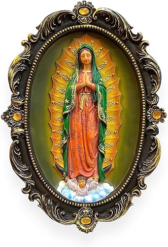 GCK Medallón colgante de pared Virgen de Guadalupe de 12 pulgadas para decoración del hogar