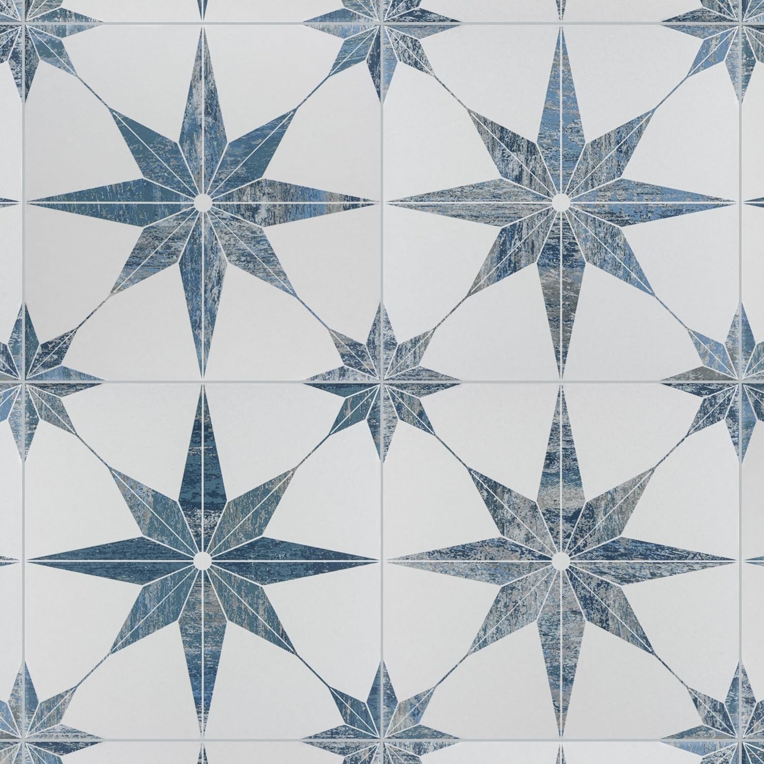 Cassis Stella Blue Porcelain Patterned Wall and Floor Tile