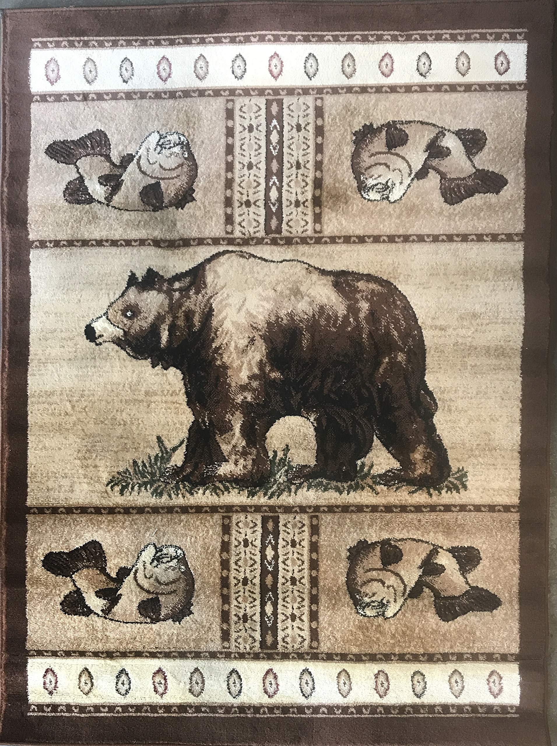 Carpet King Cabin Style Area Rug Big Bear Fish Country Lodge Design 360 3 Feet 10 Inch X