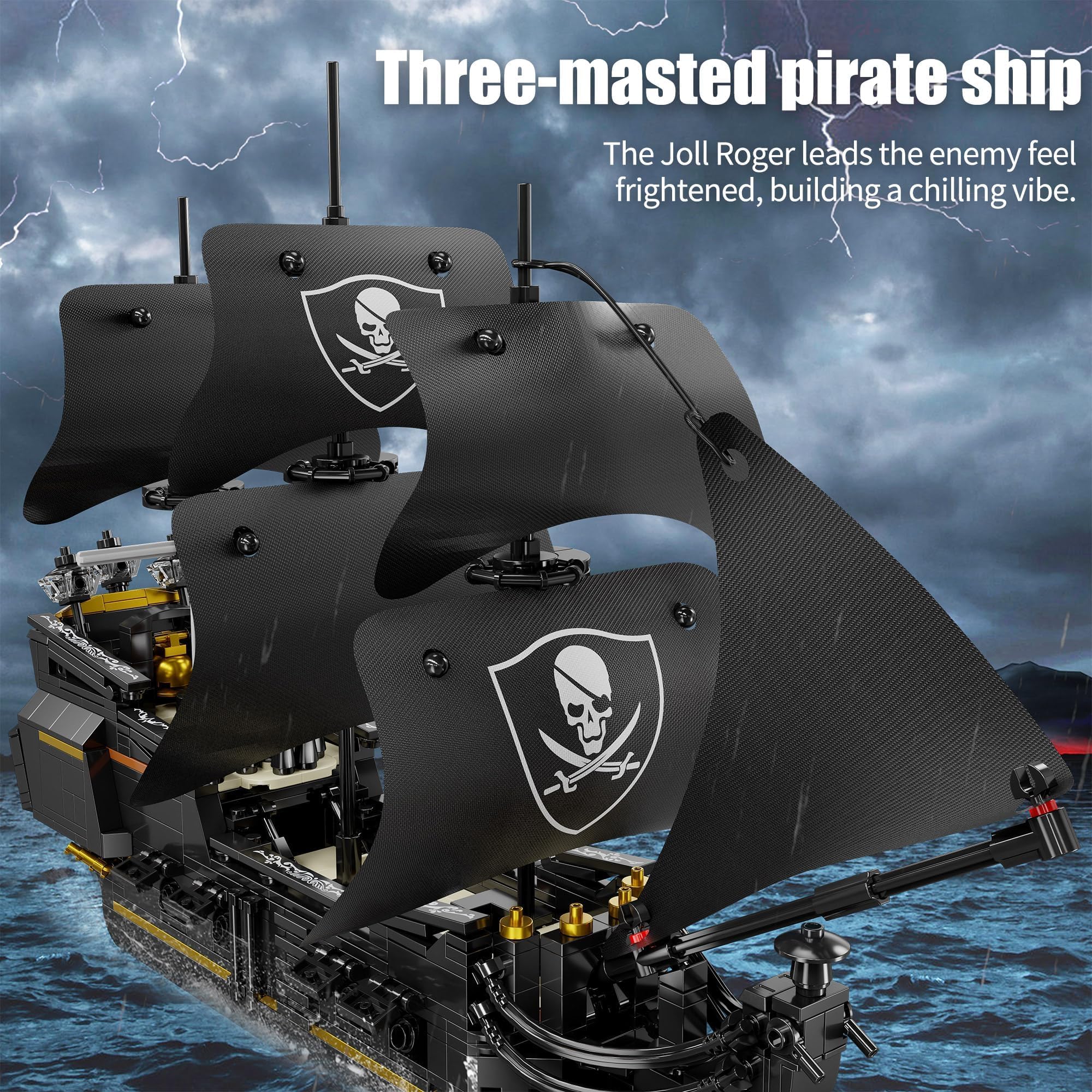 TYCOLE Black Pearl Piratenschiff Bauspielzeug für Kinder und Erwachsene | Piraten-Spielzeug Klemmbausteine Schiff Kreatives Geschenk 8 Jahre Jungen Mädchen Geburtstag Weihnachten Büro Deko 921 Teile
