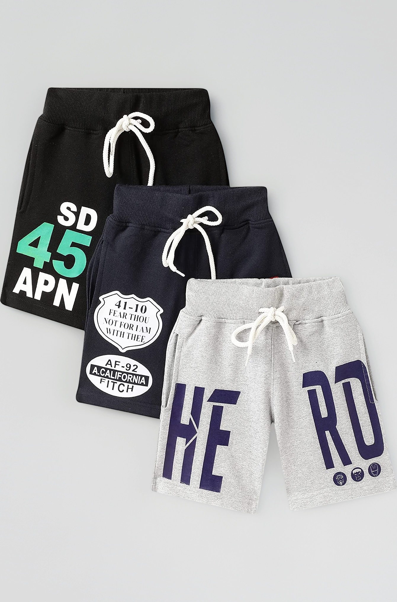 Boys Cotton Printed Shorts with Two Side Pockets (Pack of 3)