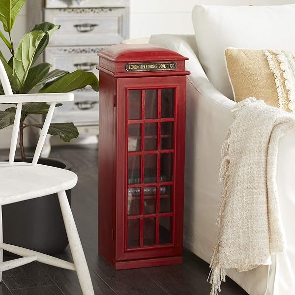 Deco 79 Telephone Booth Cabinet Red