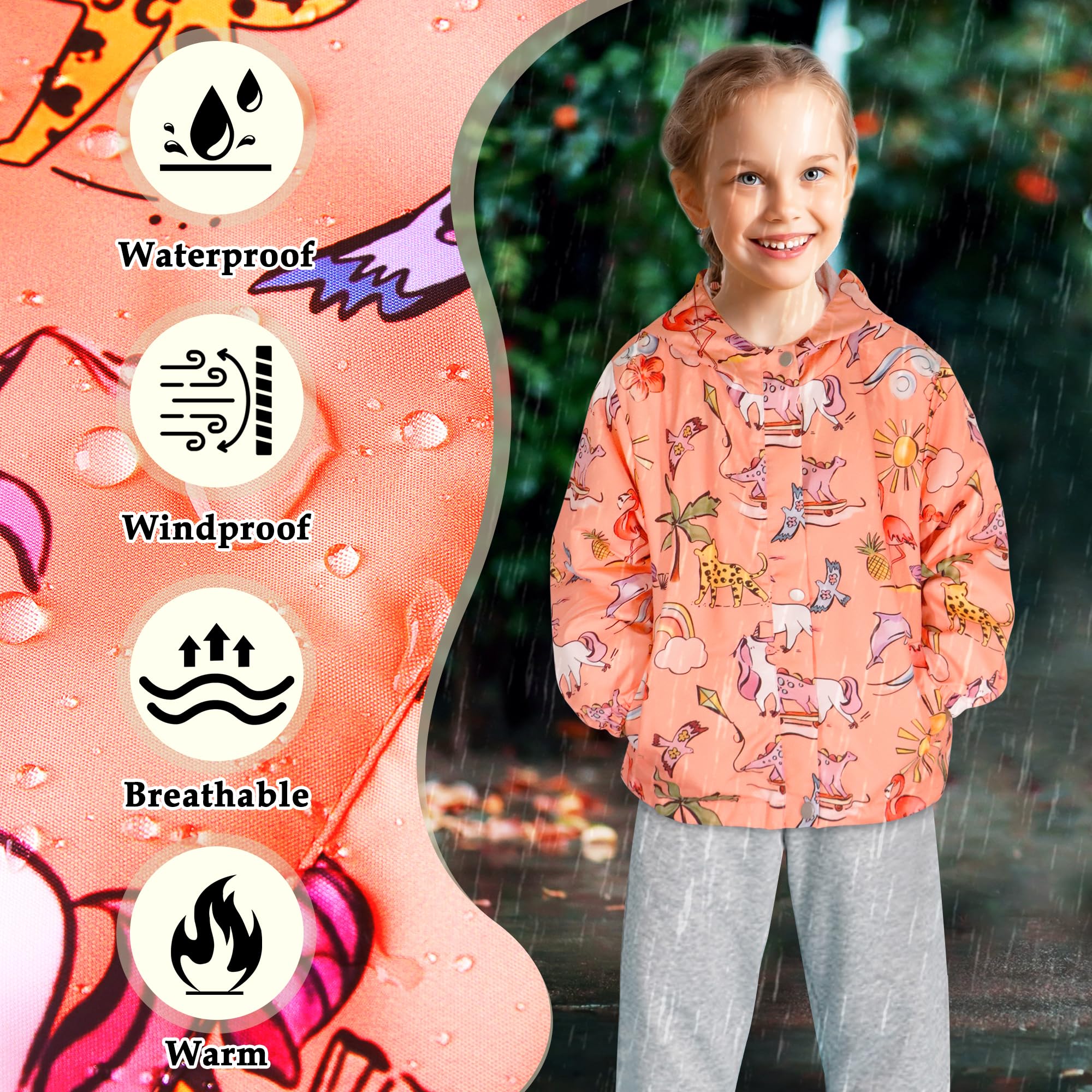 Kurtka przeciwdeszczowa dla dzieci dziewczynki wiatroszczelna kurtka przeciwdeszczowa z kapturem wiosna jesień lekka oddychająca kurtka softshell płaszcz dziewczęcy chłopcy 2-10 lat