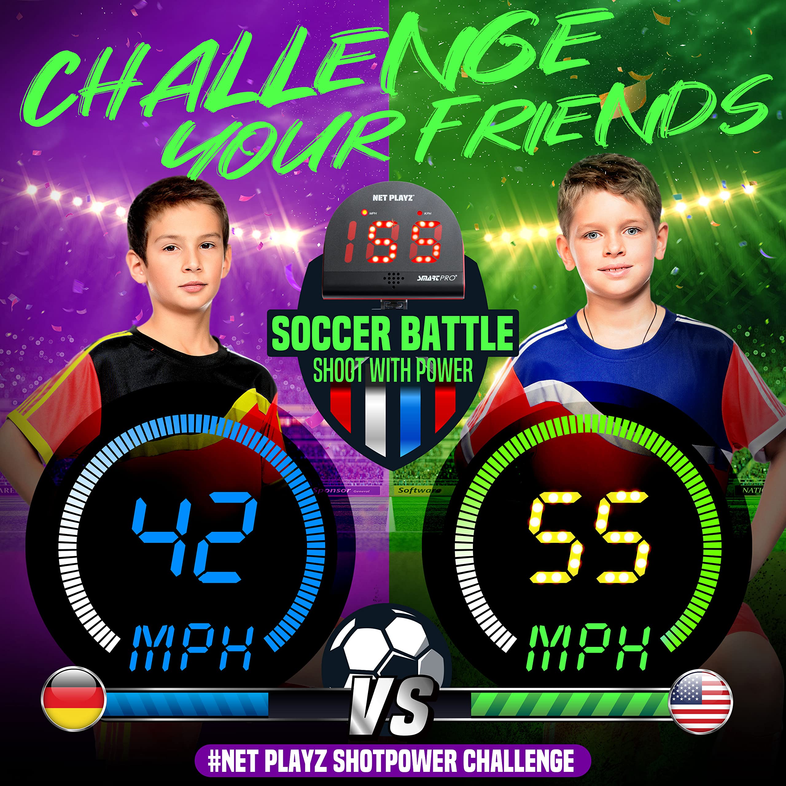 Soccer Radars, Speed Sensors Training Equipment (Hands-Free Radar Guns, Shooting Speed Guns | Soccer Gifts, High-Tech Gadget & Gear for Soccer Players, Black (NIS022132021)