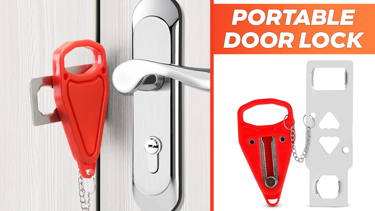 With Padlock Portable Door Lock - Easy Setup Security Door Lock - Heavy ...