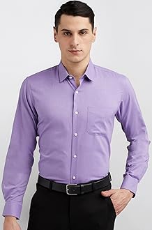 Peter England Men's Everday Regular Fit Solid Shirt | Cotton Rich | 5-Pin Pocketing