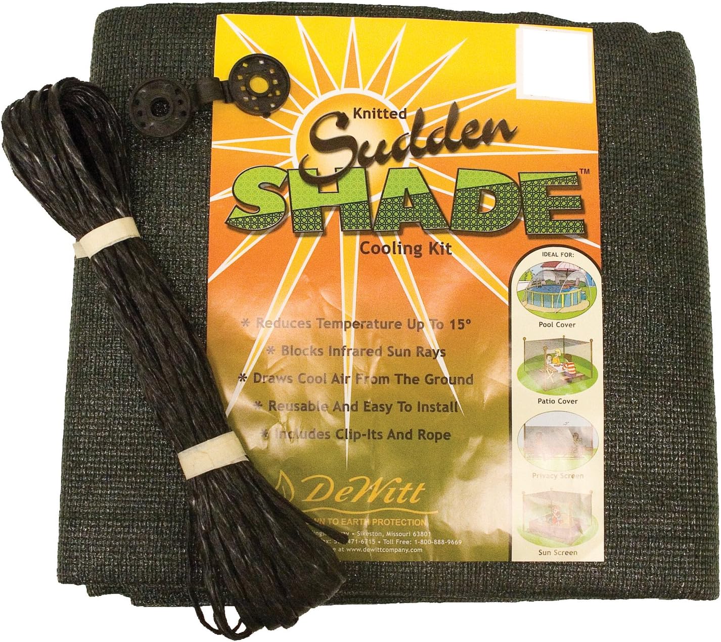 Dewitt Company SSR12BLK Sudden Shade Fabric, 12 by 12-Feet, Black