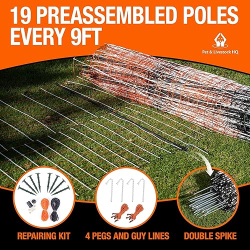 Miniatura 2 de Pet & Livestock HQ Valla eléctrica semirrígida de alta calidad para aves de corral, 48 x 164 pies, cercado eléctrico portátil premontado para pollo,