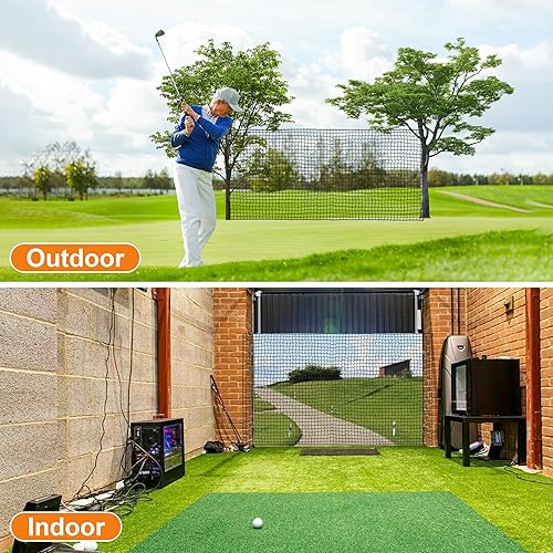 Miniatura 5 de Red de golf de nailon de 10 a 50 pies, red de práctica con cuerda y mosquetones, barrera duradera a la intemperie para béisbol, hockey, fútbol