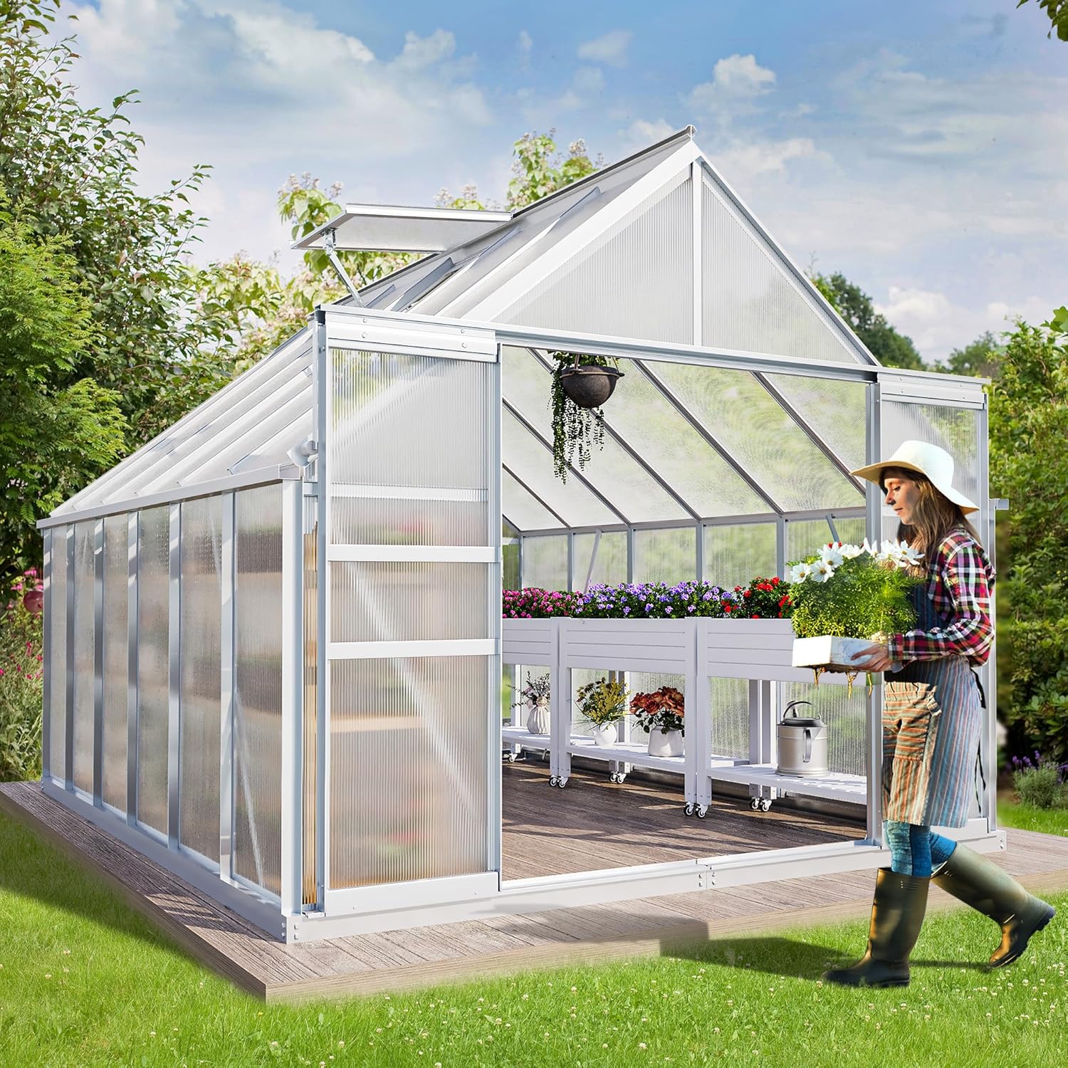 YITAHOME 10x12FT Polycarbonate Greenhouse Large Heavy Duty