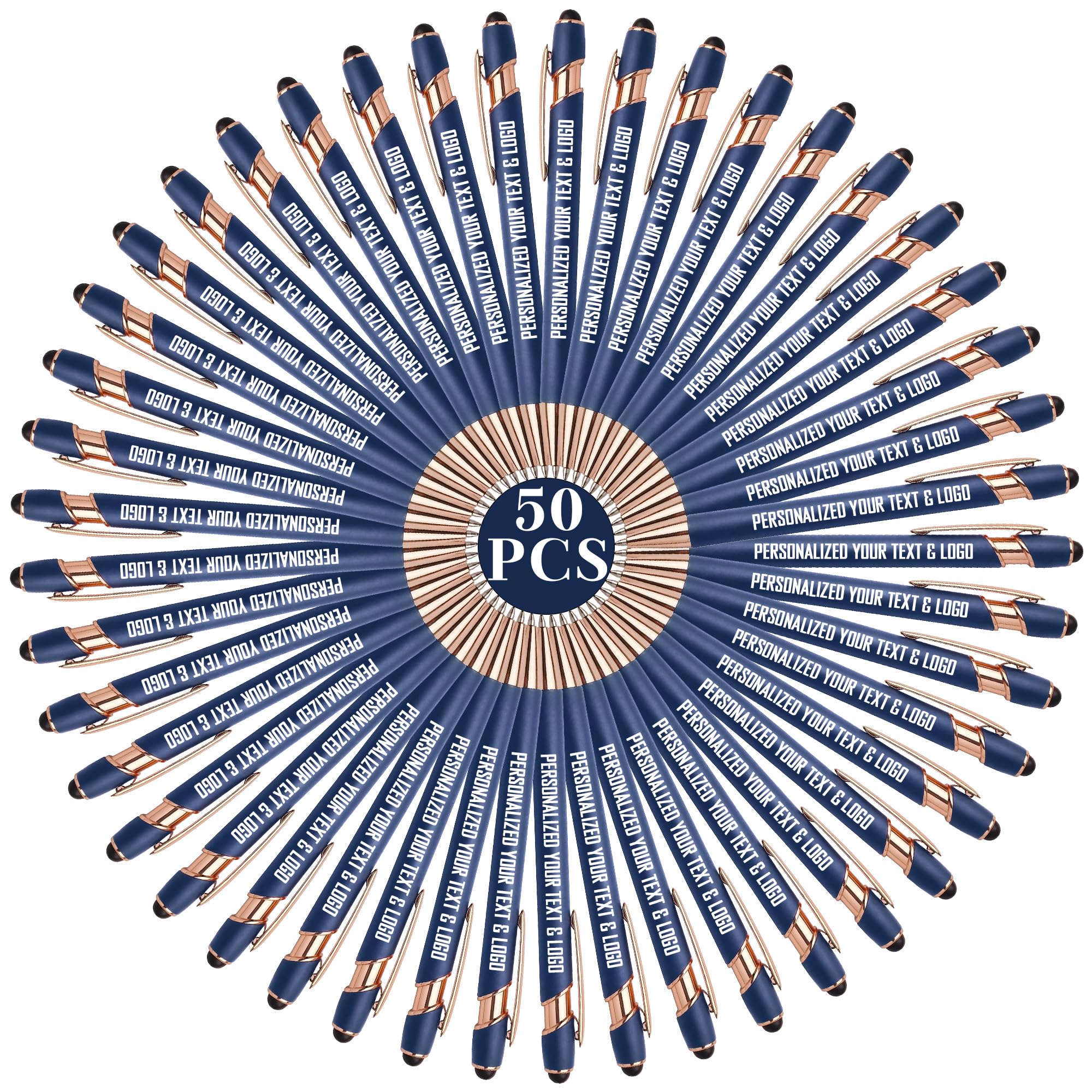Custom Pens Bulk, Personalized Pens with Name/Logo, Customized Black Ink Ballpoint Gifts, Engraved Pen with Stylus, Ideal for Business, Office, Church, Wedding, Birthday, Anniversary, Favors Metal Pen