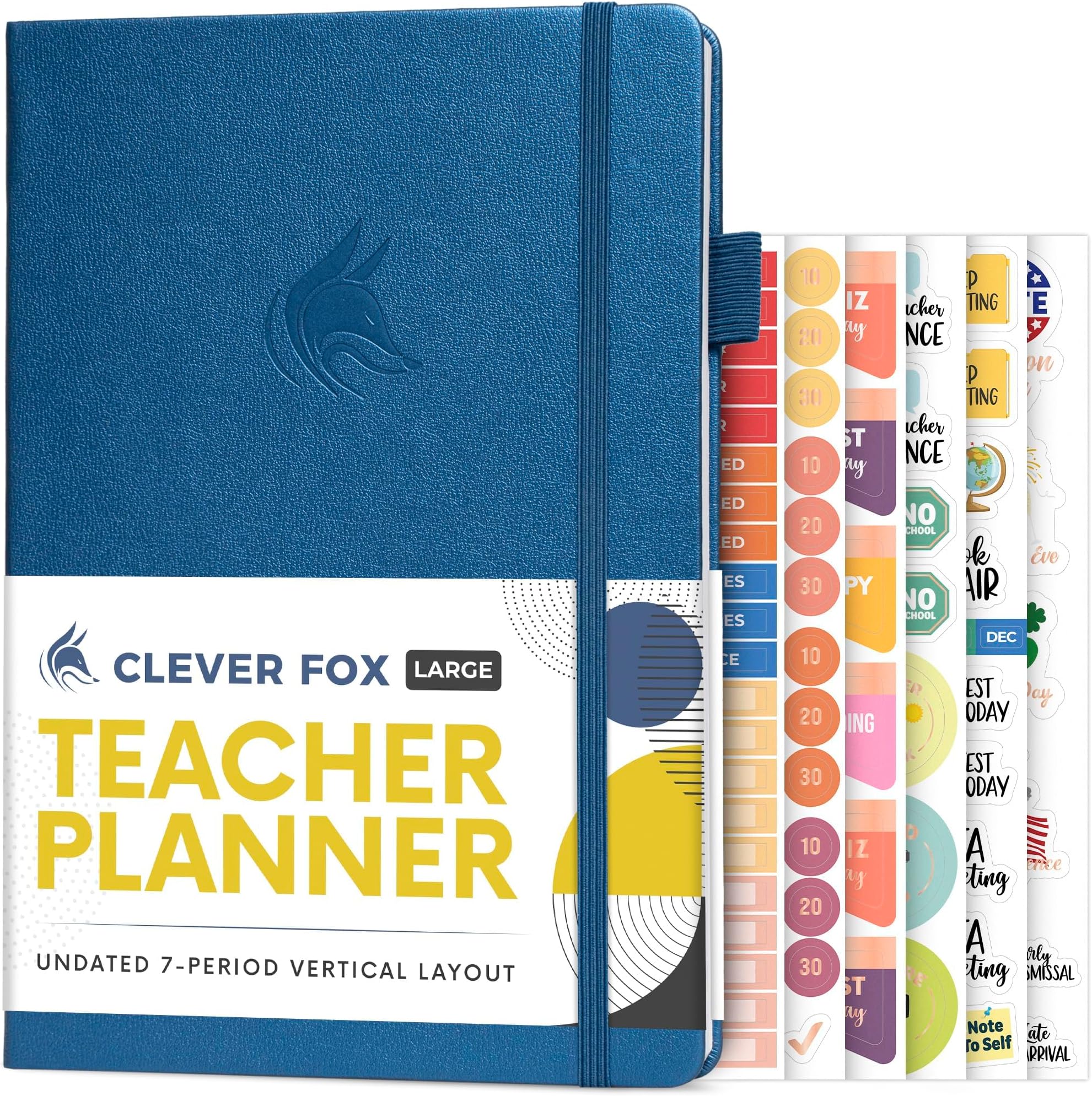 Clever Fox Teacher Planner โ School Year Planner with Calendars & Lesson Plans โ Teacher Plan Book for Classroom & Homeschool Organization - Undated, 7x10โณ, Hardcover (Mystic Blue)