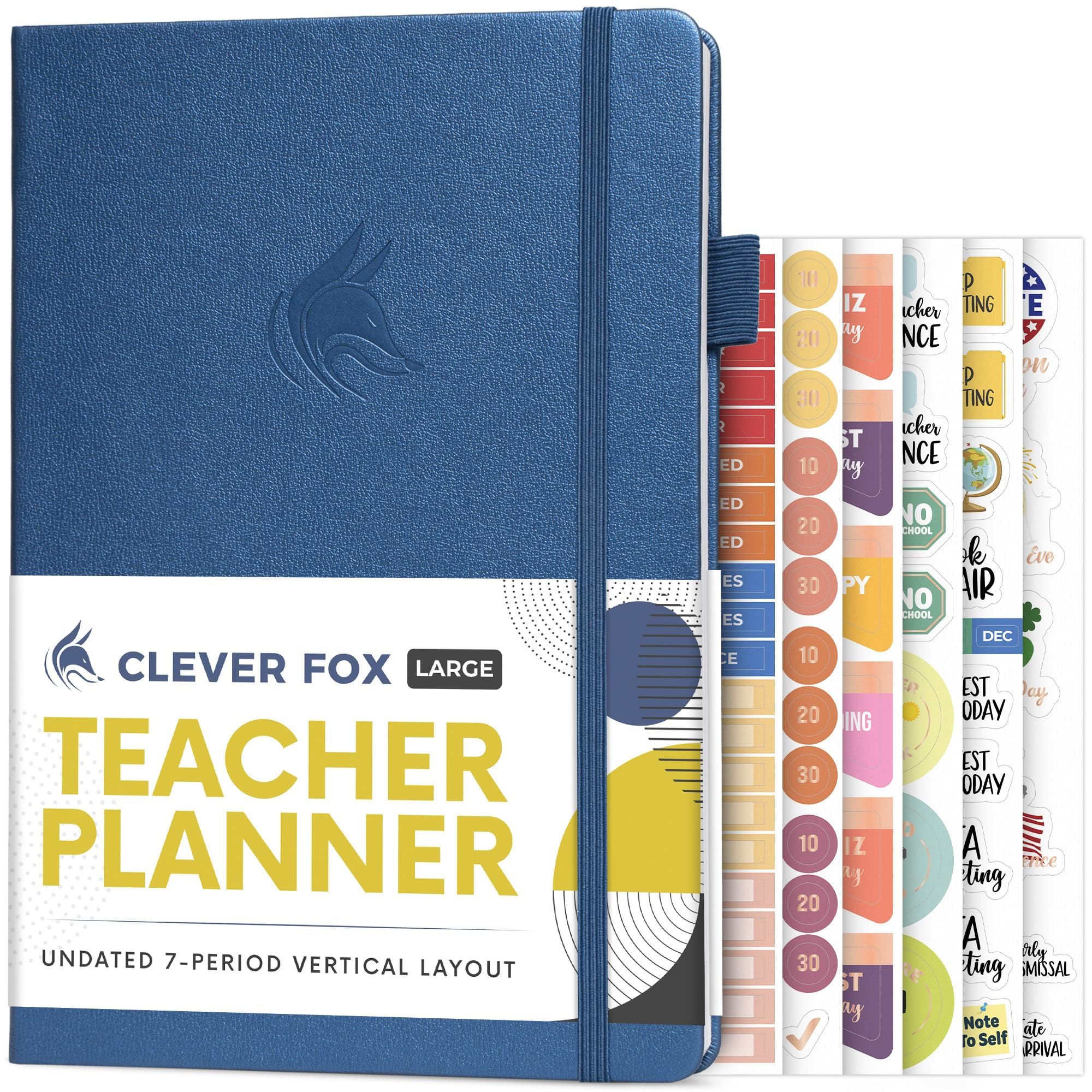 Clever Fox Teacher Planner – School Year Planner with Calendars & Lesson Plans – Teacher Plan Book for Classroom & Homeschool Organization - Undated, 7x10″, Hardcover (Mystic Blue)