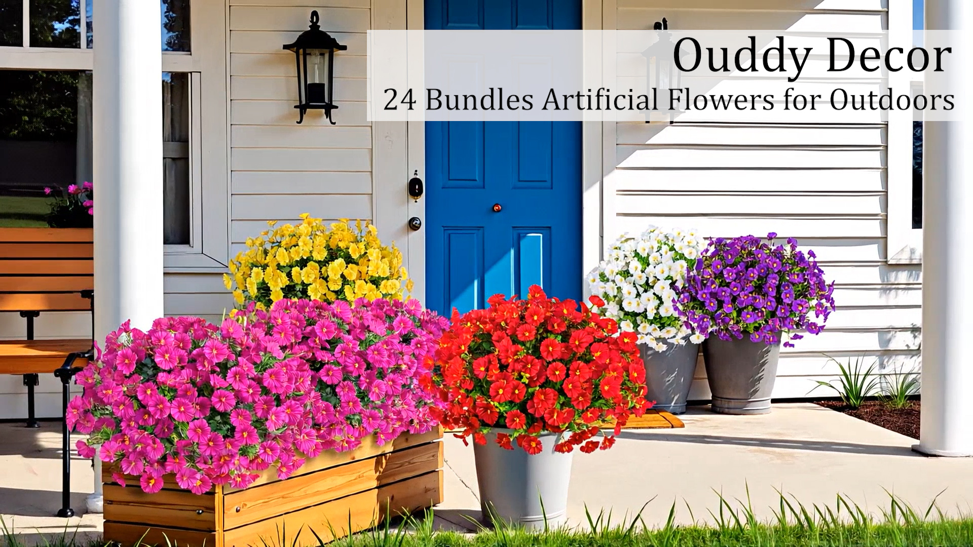 Amazon.com: Ouddy Decor 24 Bundles Artificial Flowers for Outdoors