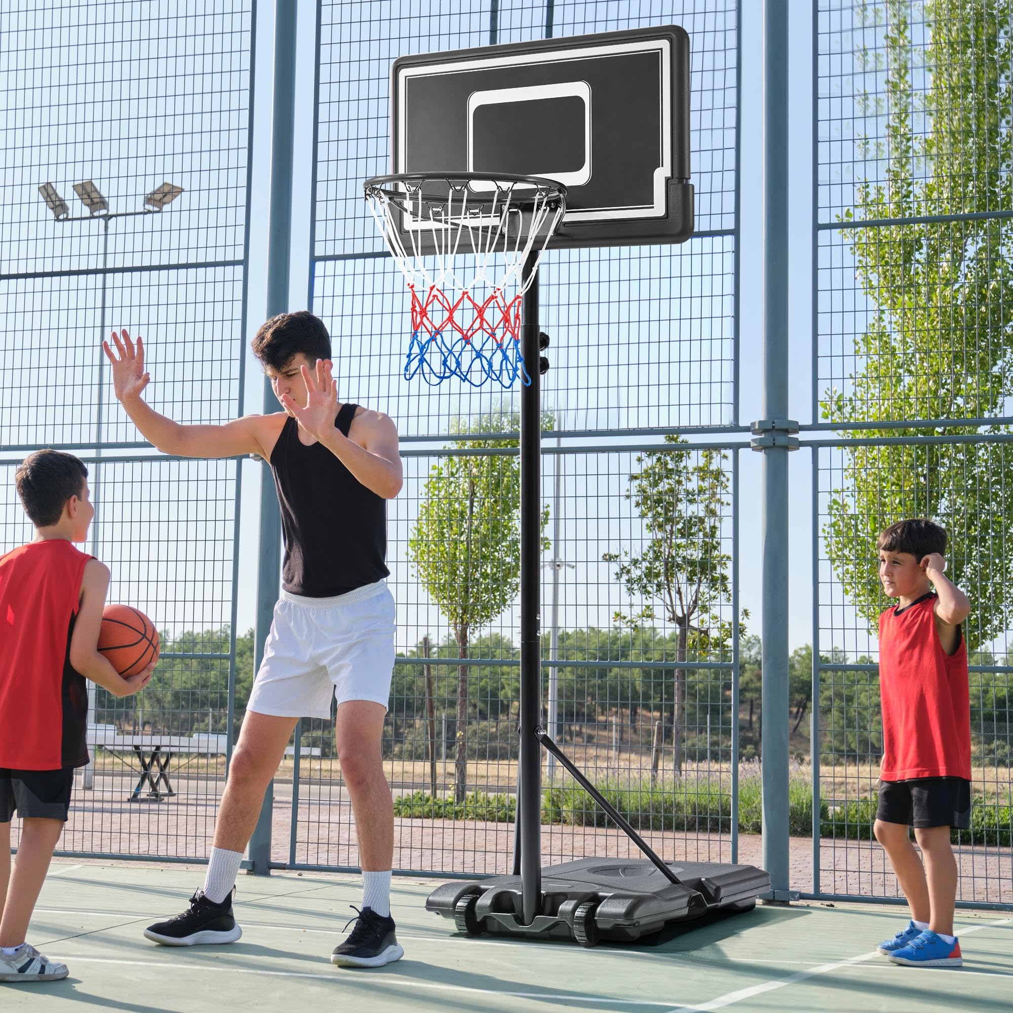 Yaheetech Canestro Basket Esterno Interno Camera Portatile con Colonna Tabellone Canestro Altezza Regolabile