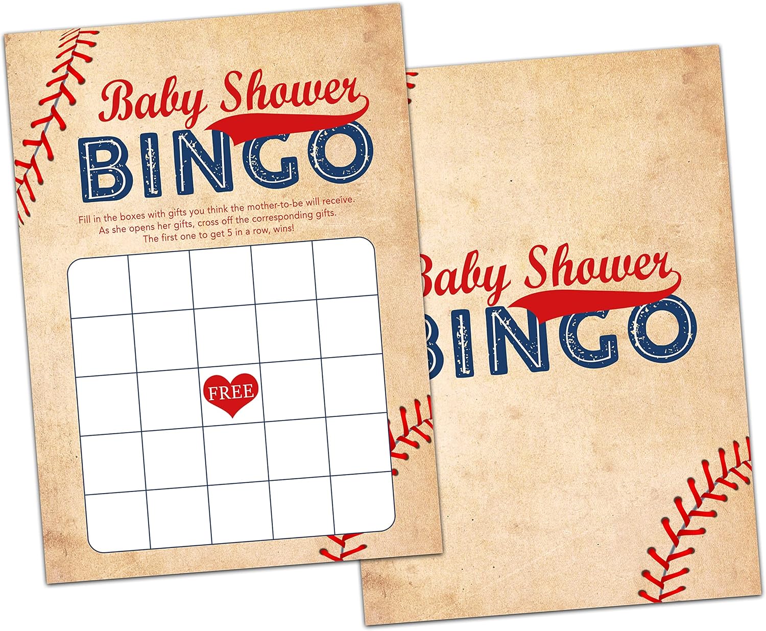Baseball Baby Shower Game, Vintage Baby Shower Bingo Cards