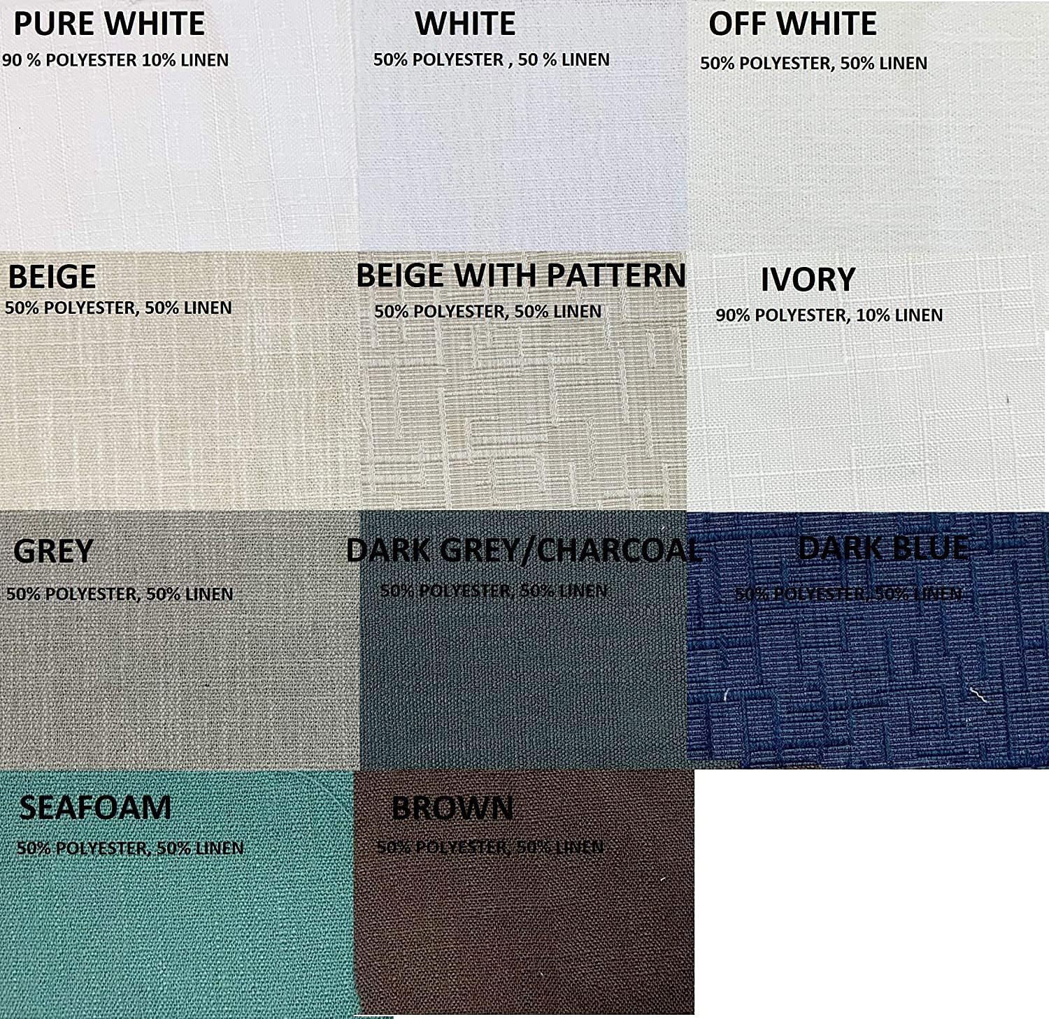 Ikiriska Extra Long Natural Linen Curtain (1 Panel) Custom Made Drape 9-24 feet Long 9 ft Wide 2 Story Long Grey White Beige Brown Free SWATCHES (Charcoal, 50″Wx168″L)