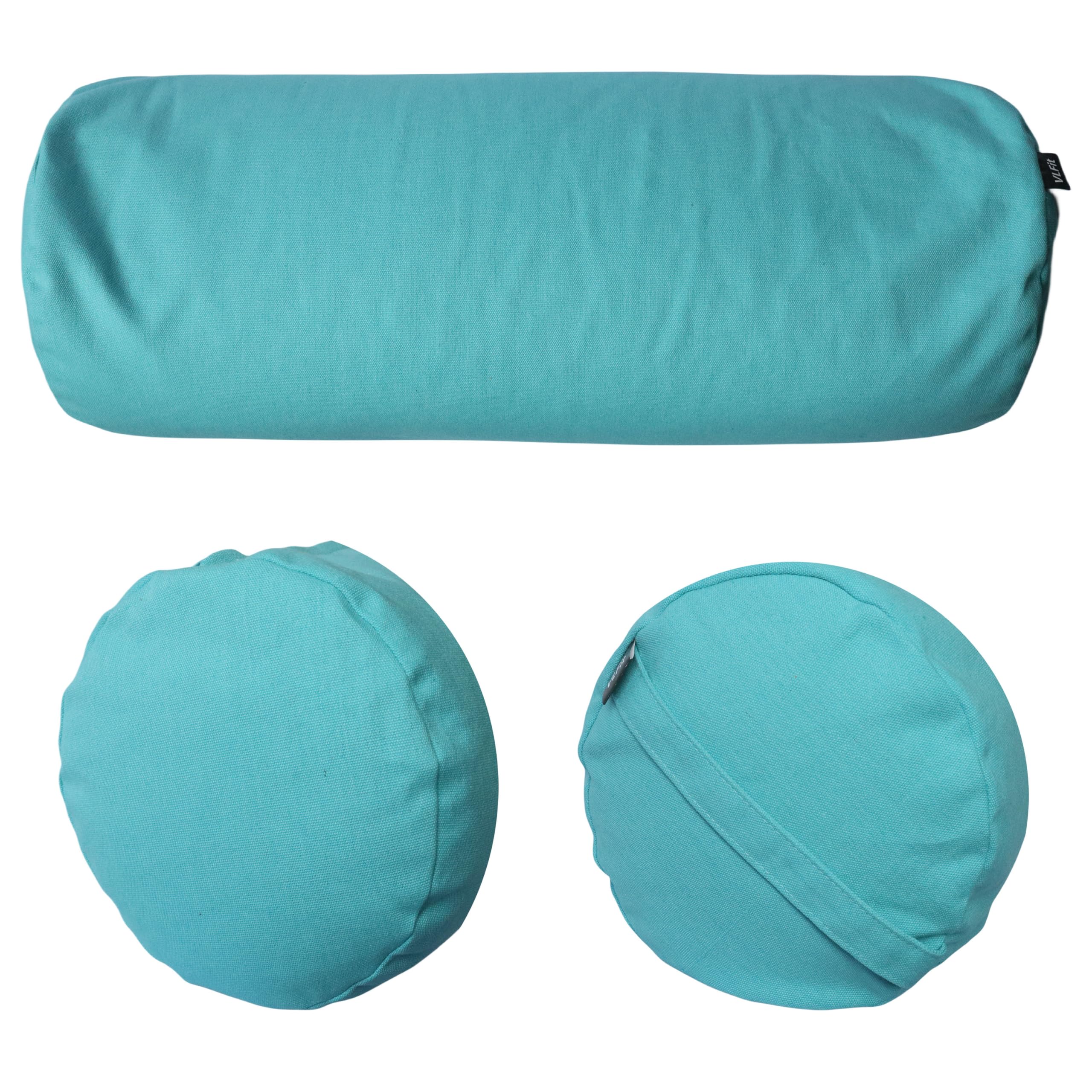 Traversin Yoga En Sarrasin Bio - 61x23 Cm - Housse Coton Lavable - Méditation Et Étirement