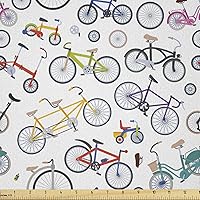 Vista 25 de Ambesonne The Yard, tela floral de estilo Art Nouveau, flores de amapola retro primavera verano jardín pétalos de follaje, tela de microfibra