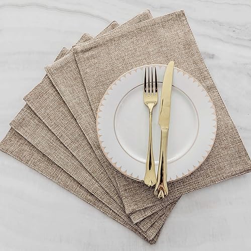 Miniatura 7 de Juego de 4 manteles individuales de lino resistentes al calor de Home Brilliant para mesa de comedor, paños de mesa de cocina, manteles individuales