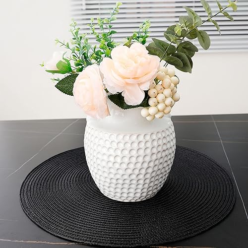 Miniatura 59 de HODJOY Mantel individual redondo tejido para interiores y exteriores, 15 pulgadas, juego de 6 unidades (aguamarina) Aqua,Negro,Verde lima,Azul