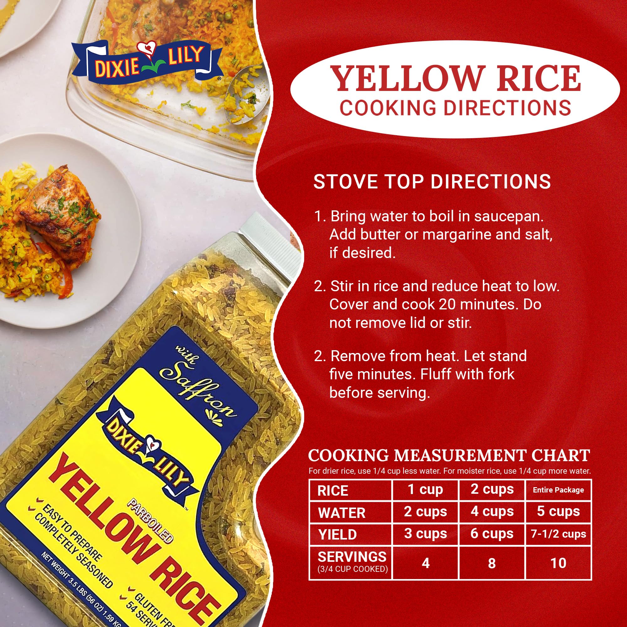 Dixie Lily Yellow Rice Dinner/Jug - Long Grain Parboiled Rice with Dehydrated Vegetables with Vitamins, Easy-to-Prepare, 2 Pack