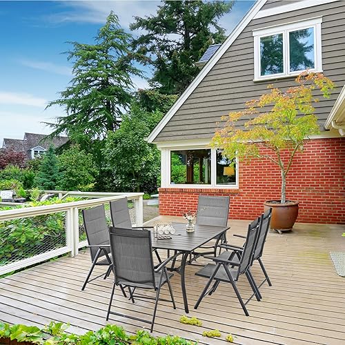 Miniatura 2 de Juego de 4 sillas plegables para patio, sillas de patio al aire libre con asiento acolchado de algodón de textileno suave y respaldo ajustable de 7